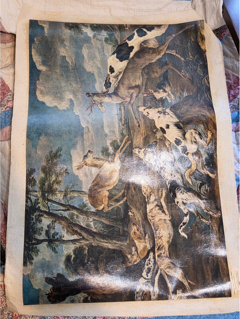 Vintage Paul de Vos Hunting Scene Oleograph Prints Pair, Museo del Prado, Spain